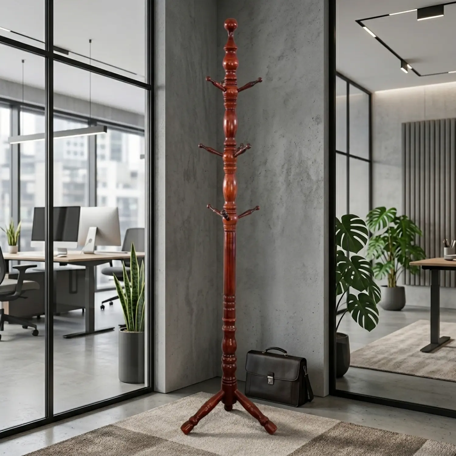 Perchero de Pie Clásico de Madera para Oficina y Recibidor 1