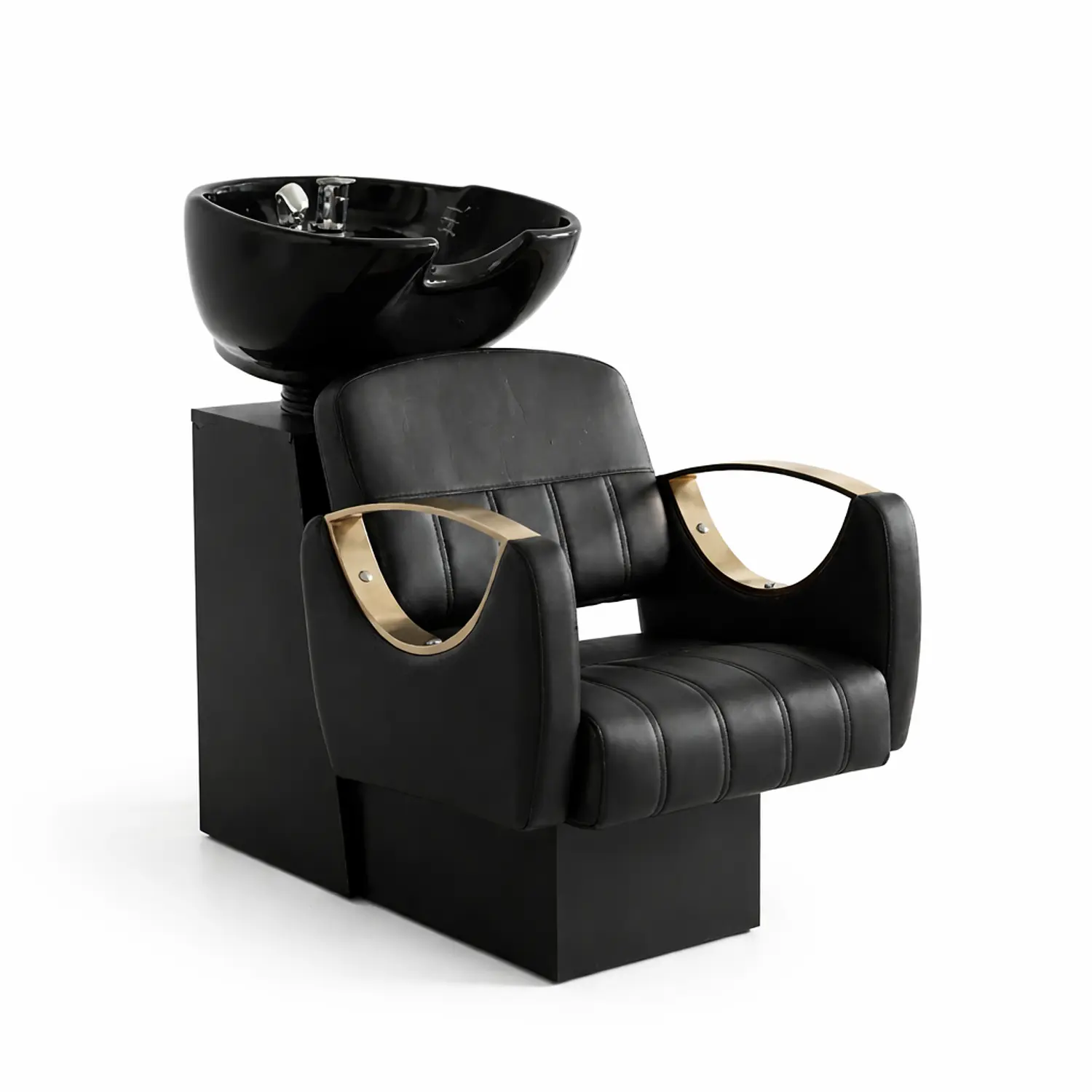 Lavapelo Profesional para Peluquería con Taza de Cerámica Blanca y Negro Detalles con Dorados – Ébano Dorado Pro 4