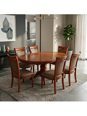 Comedor Extensible de 6 Sillas en Madera Roble Americano