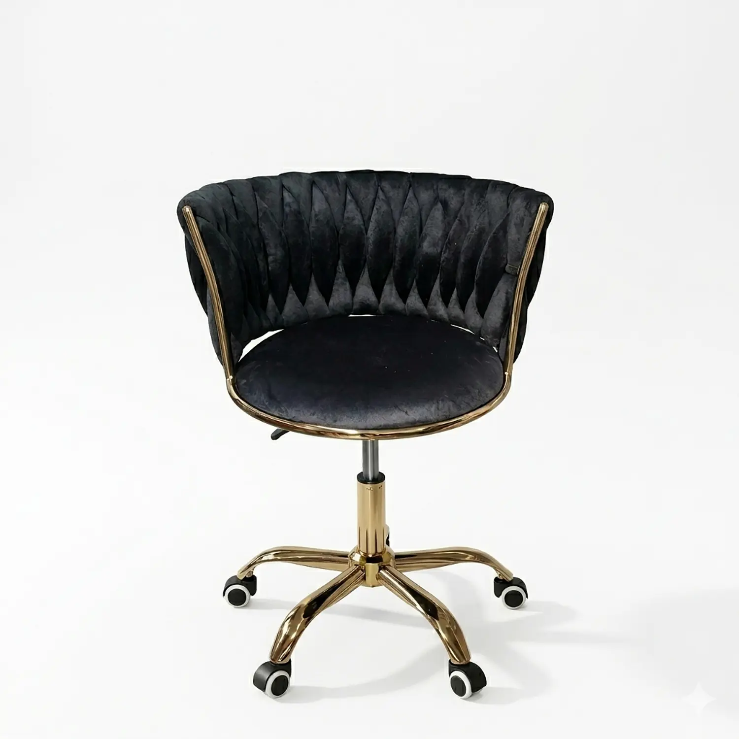 Silla Manicure Profesional Velvet con Ruedas y Base Dorada Monaco para Salón de Belleza 6