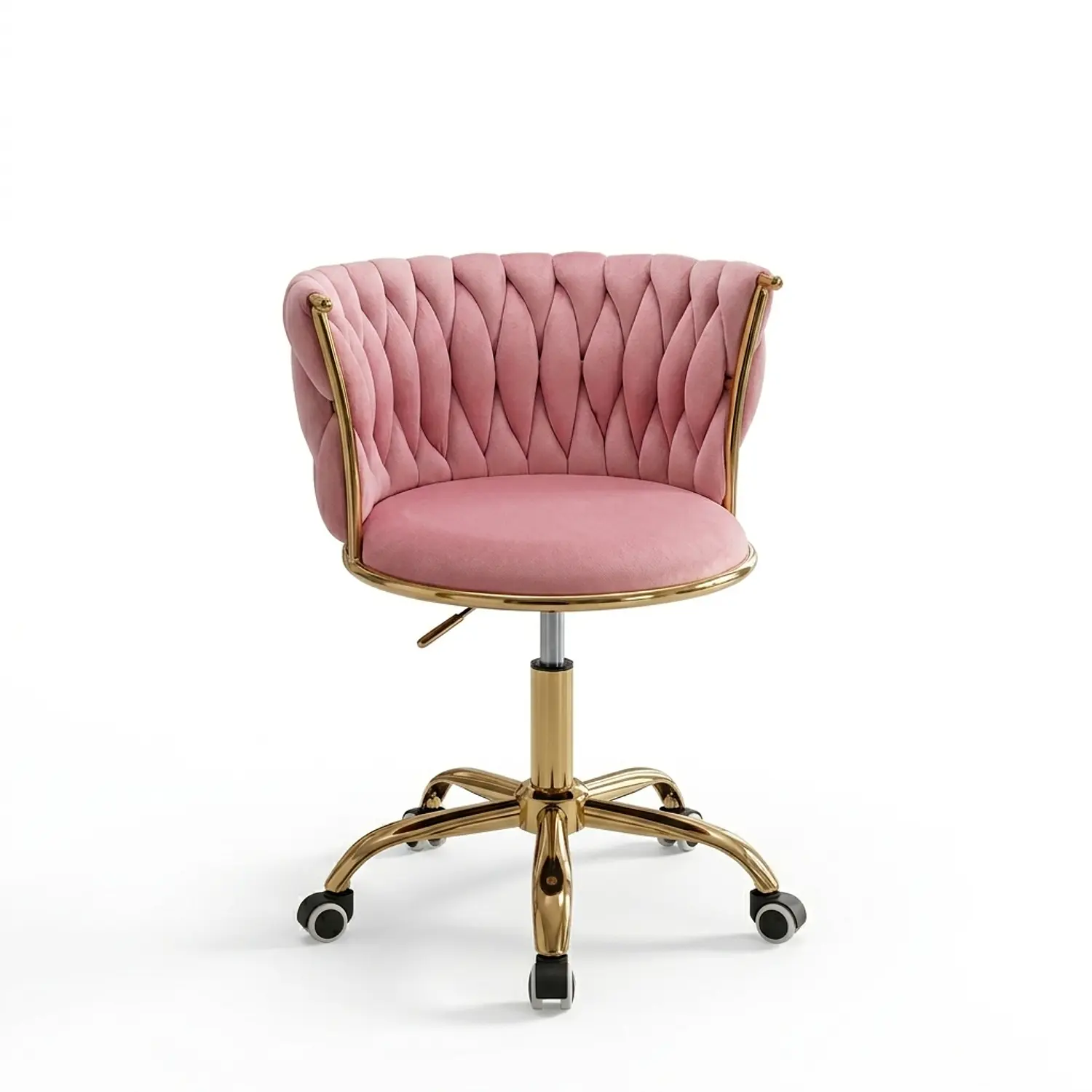 Silla Manicure Profesional Velvet con Ruedas y Base Dorada Monaco para Salón de Belleza 4