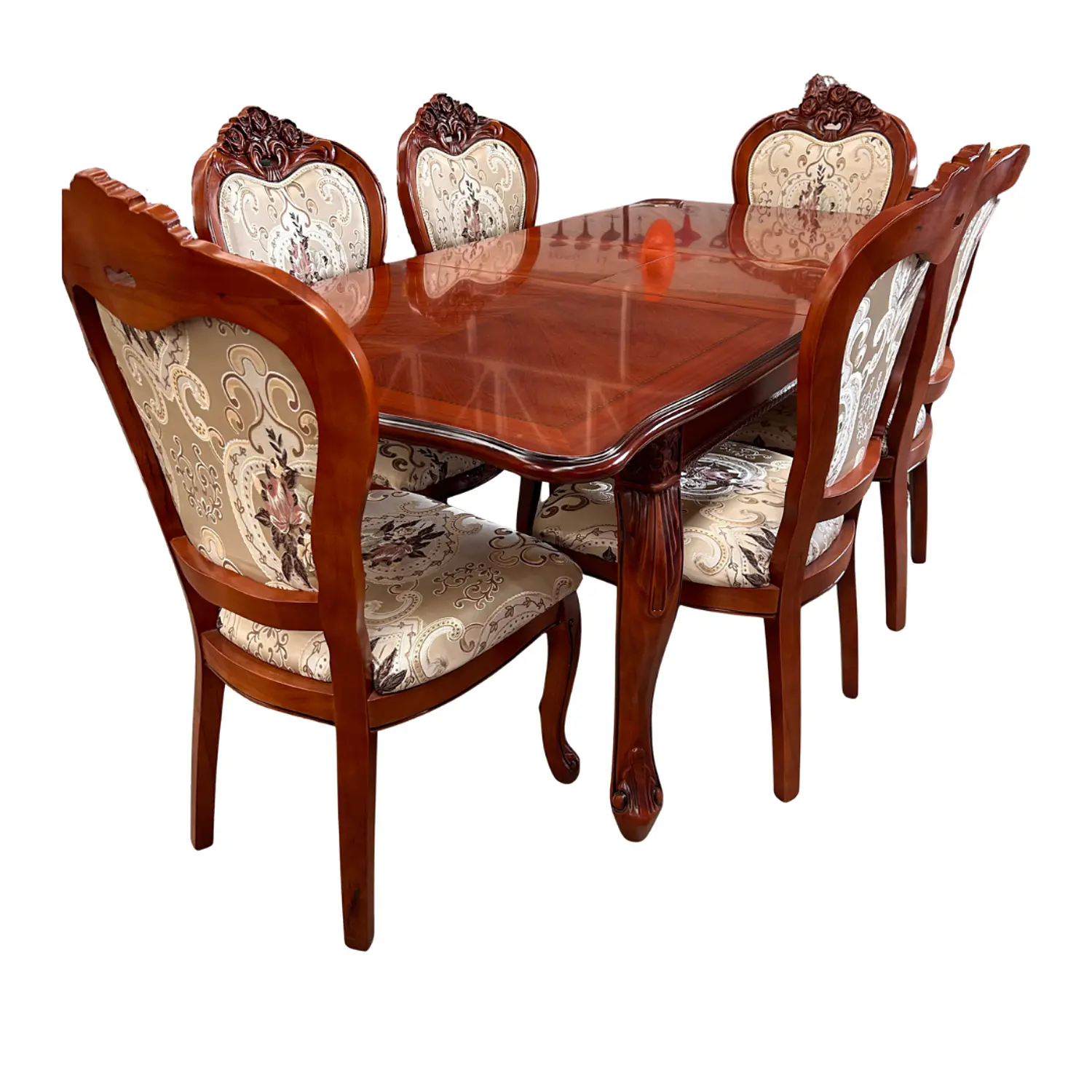 Comedor Clásico Retráctil de Roble Americano con 6 Sillas 3