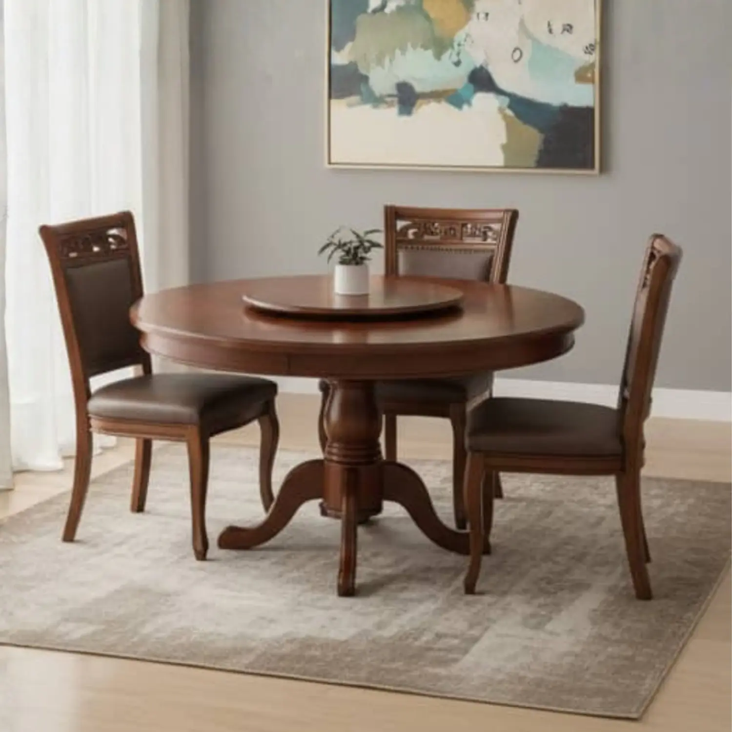 Comedor Redondo de 6 Sillas en Madera de Roble Americano 2