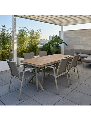 Mesa Rectangular de Terraza Melamina con 6 Sillas