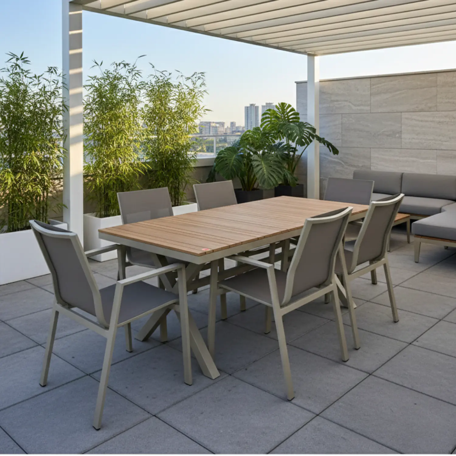 Mesa Rectangular de Terraza Melamina con 6 Sillas 1