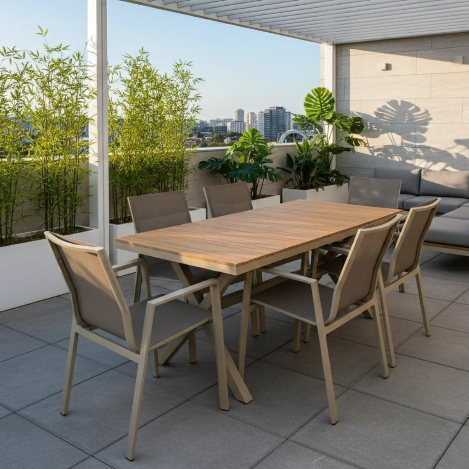 Mesa Rectangular de Terraza Melamina con 6 Sillas 2