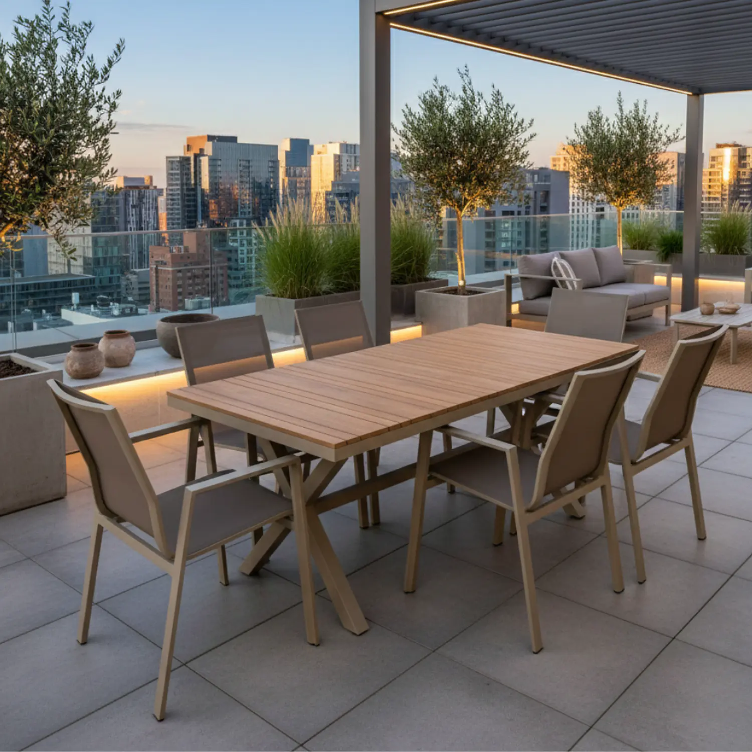 Mesa Rectangular de Terraza Melamina con 6 Sillas 3