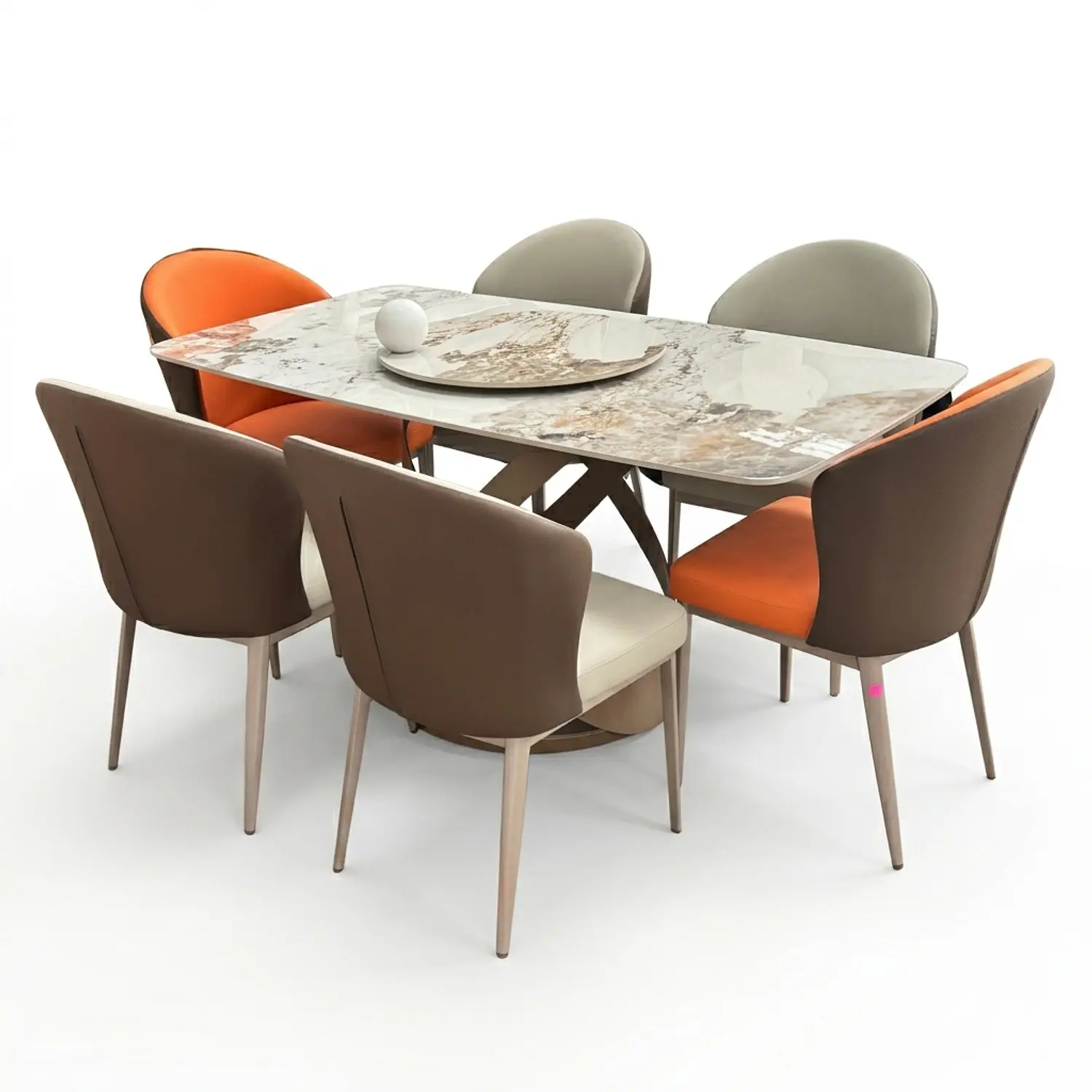  Comedor Rectangular con Cubierta en Piedra Sinterizada y 6 sillas en Ecocuero 2