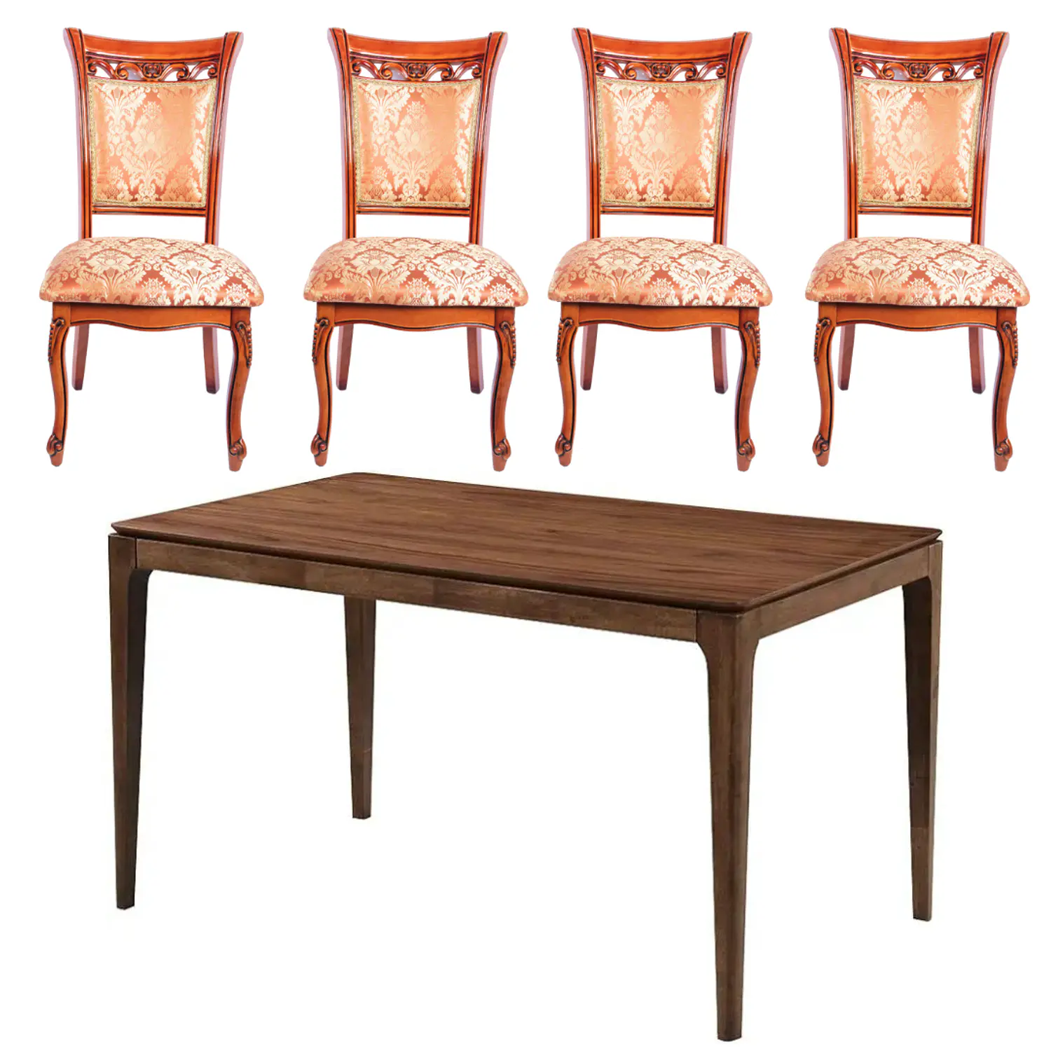 Juego de Comedor Rectangular de Madera con 4 Sillas con Detalles en el Tapiz  4