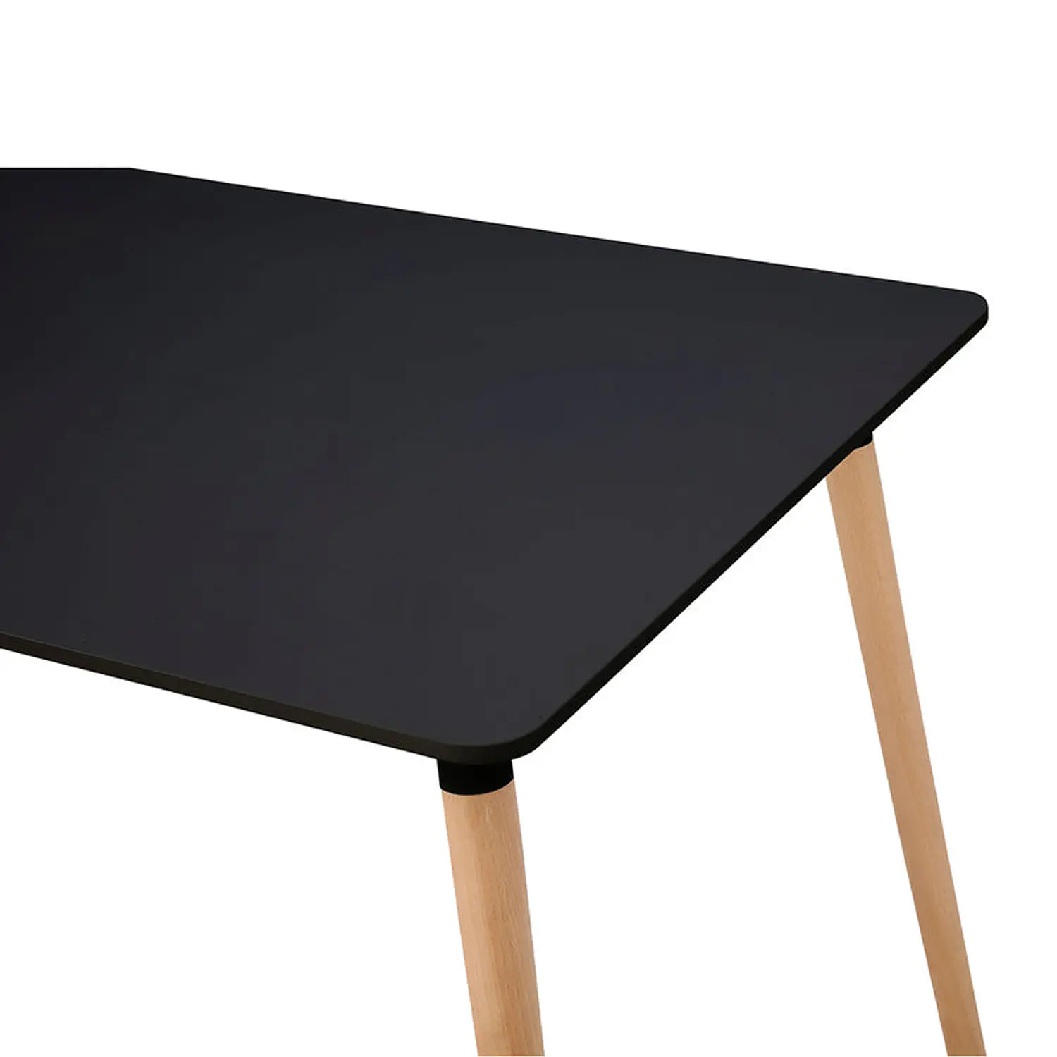 Mesa de Comedor Moderna Negra 120x80 Estilo Nórdico con Patas de Madera de Haya 4