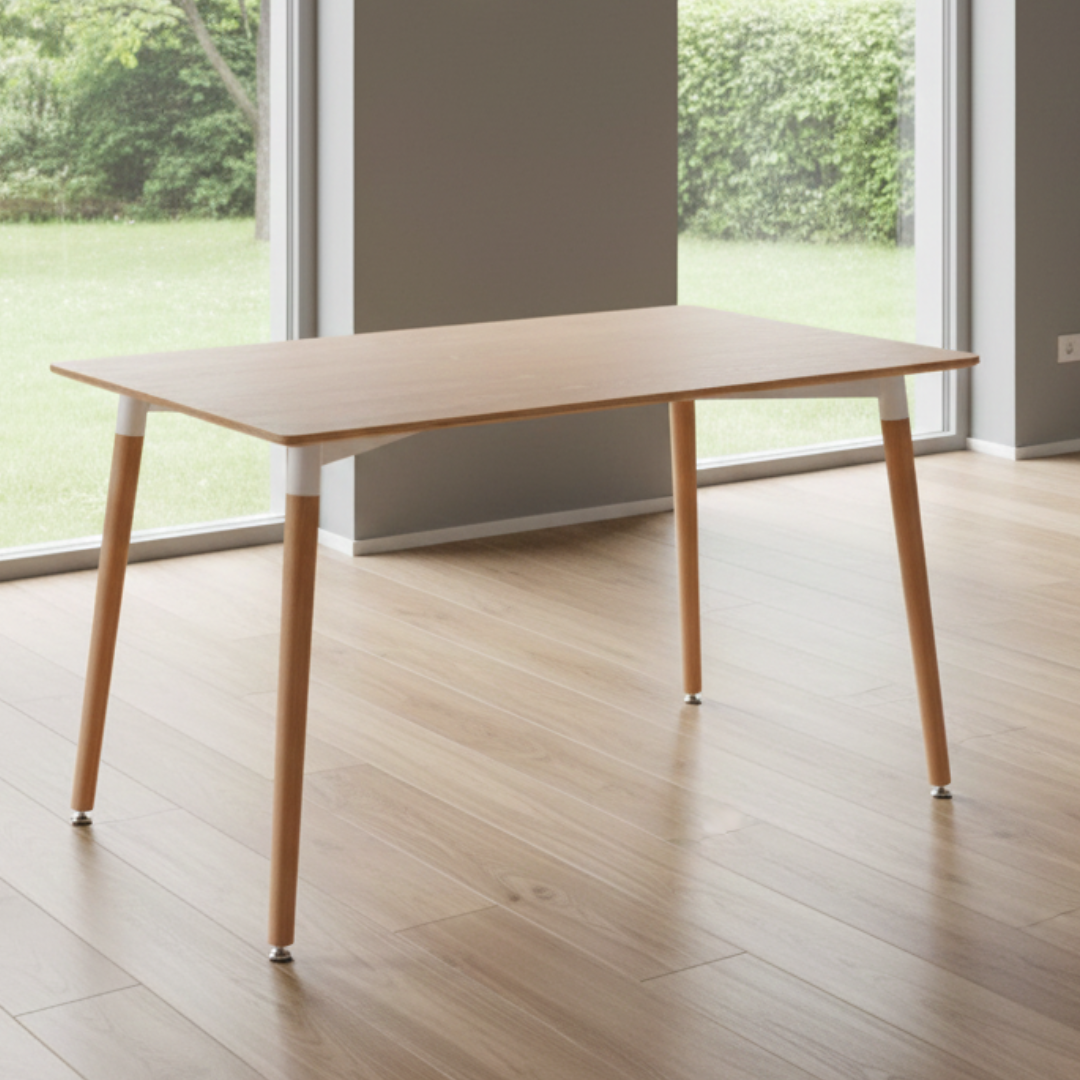 Mesa de Comedor Rectangular de Madera Eames 120x80 con Patas de Madera de Haya