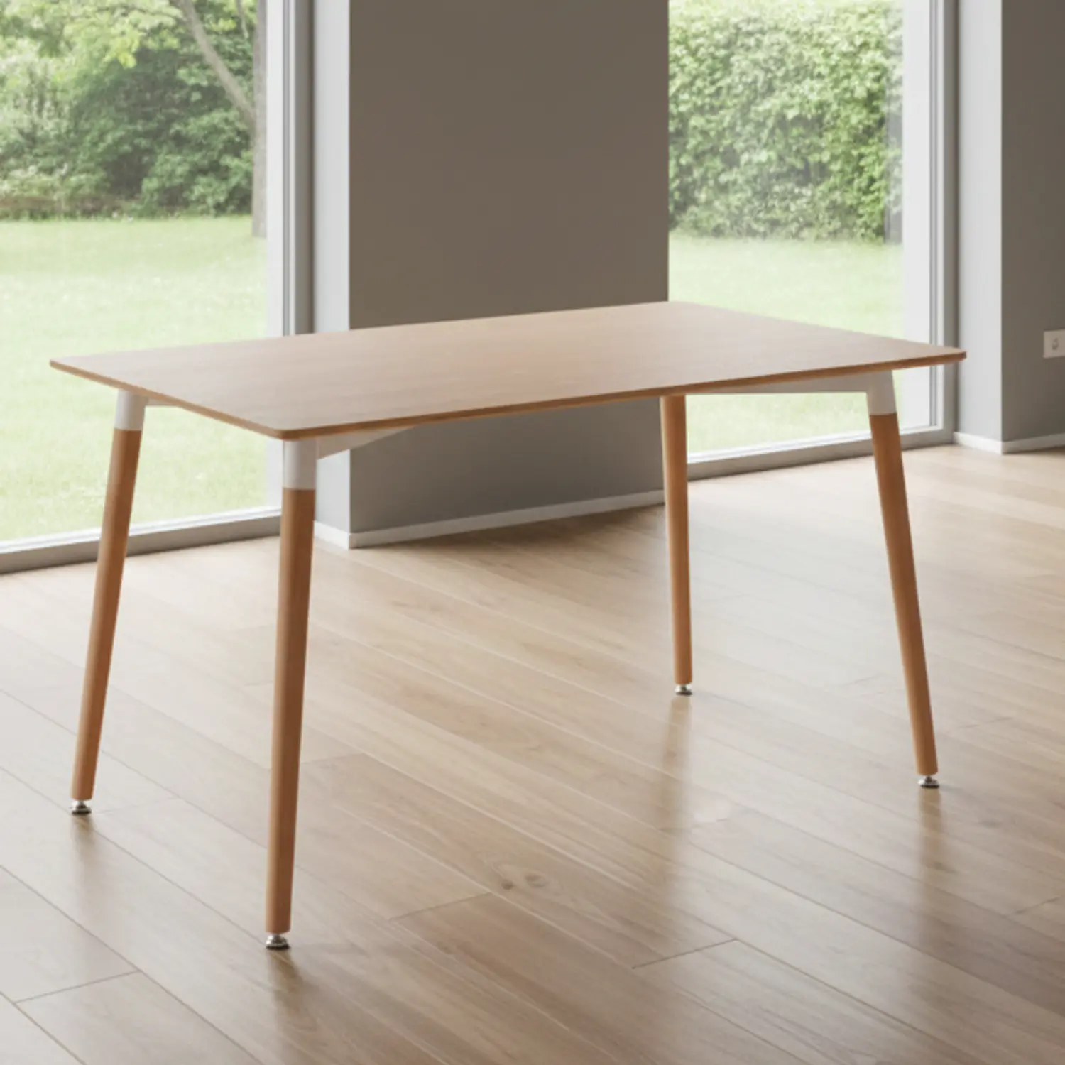 Mesa de Comedor Rectangular de Madera Eames 120x80 con Patas de Madera de Haya 1