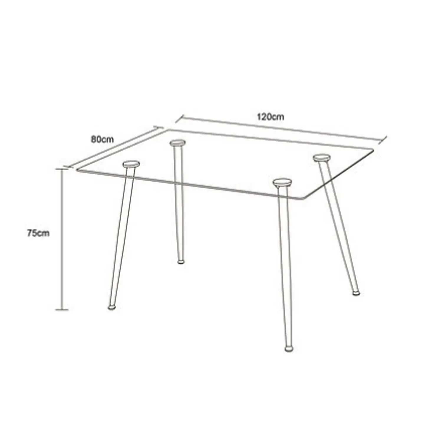 Mesa Rectangular 4 Puestos en Vidrio y Pata Tipo Madera 120x80 cm 6