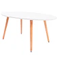 Mesa de Centro Ovalada Blanca con Patas de Madera 100x50cm - Miniatura 3