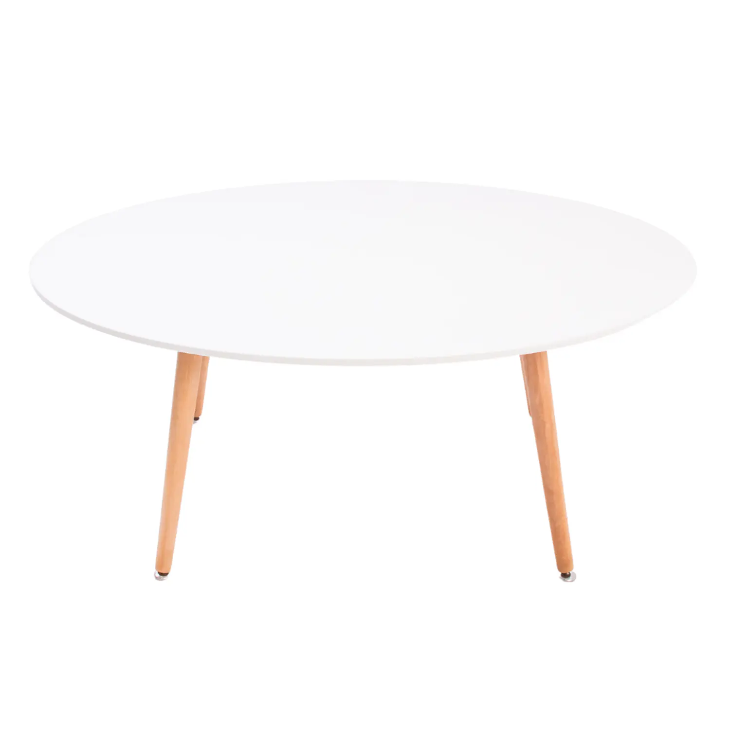 Mesa de Centro Ovalada Blanca con Patas de Madera 100x50cm 4