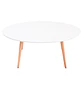 Mesa de Centro Ovalada Blanca con Patas de Madera 100x50cm - Miniatura 4