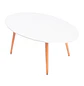 Mesa de Centro Ovalada Blanca con Patas de Madera 100x50cm - Miniatura 5