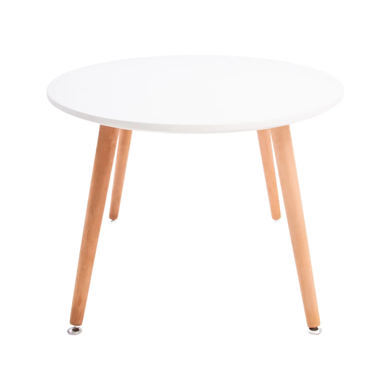 Mesa de Centro Ovalada Blanca con Patas de Madera 100x50cm 6