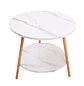 Mesa de Centro Nórdica de Dos Niveles con Efecto Mármol Blanco y Patas de Madera - Miniatura 3