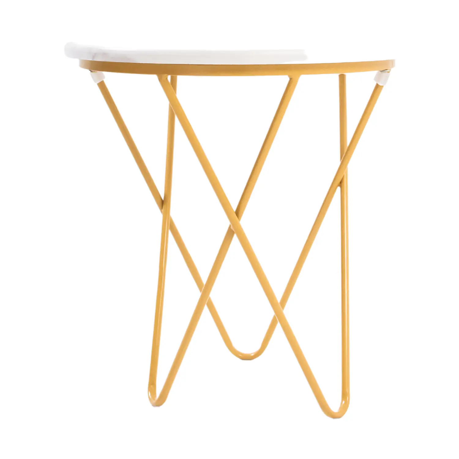 Mesa de Centro Redonda Mármol Blanco con Patas Doradas Nórdica  3