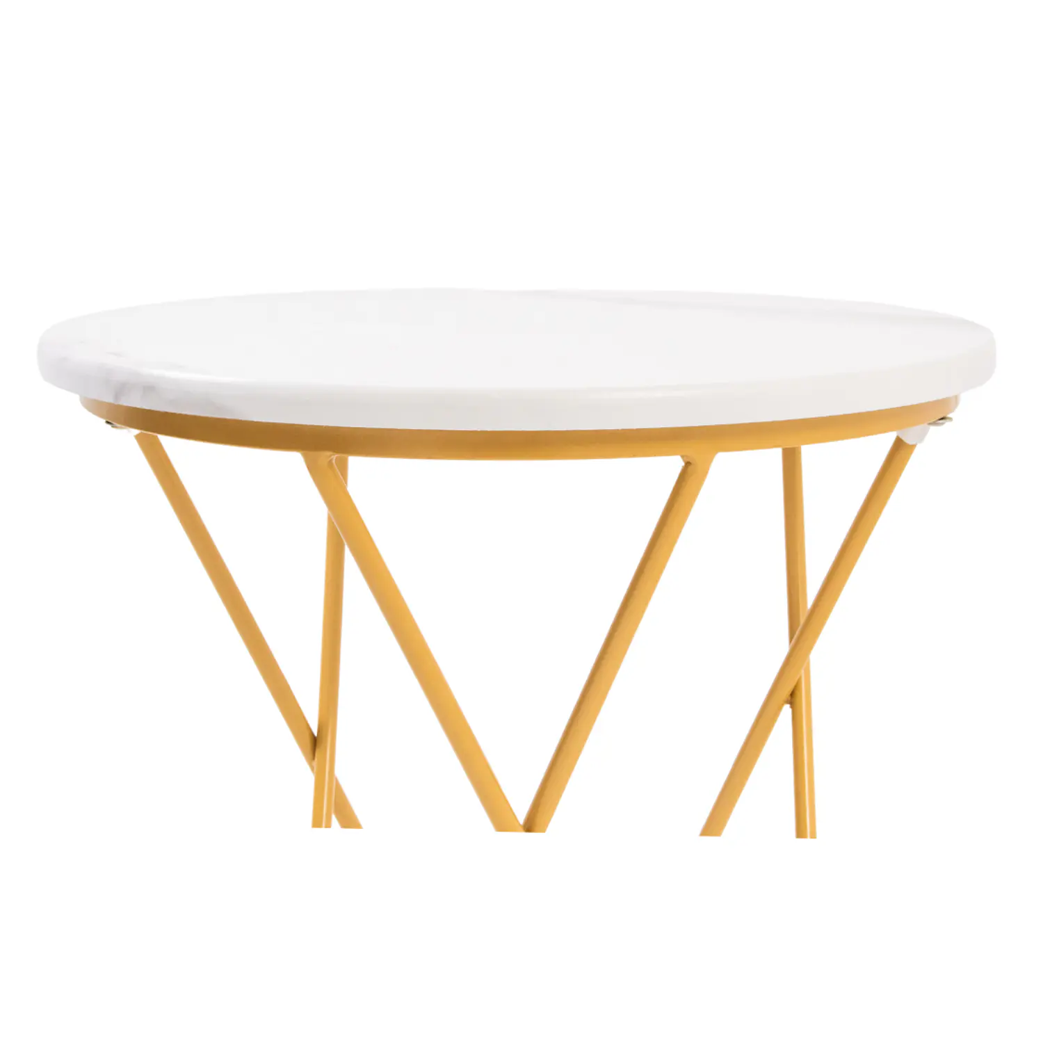Mesa de Centro Redonda Mármol Blanco con Patas Doradas Nórdica  5