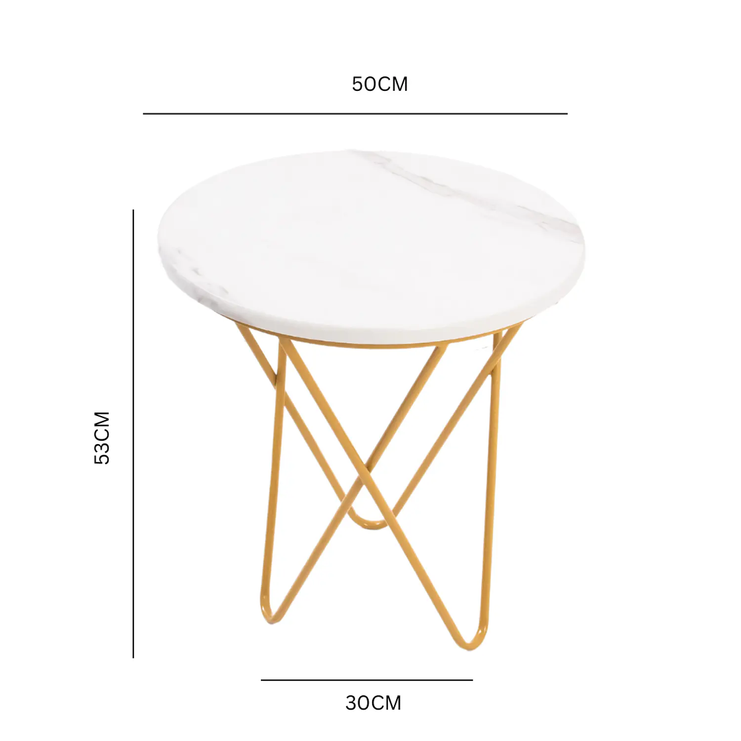 Mesa de Centro Redonda Mármol Blanco con Patas Doradas Nórdica  7