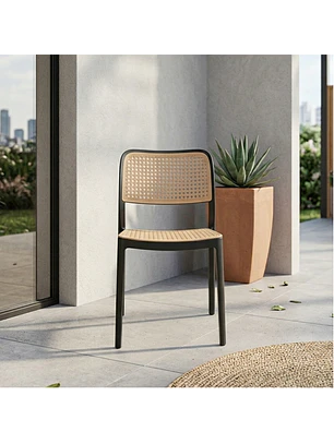 Silla de Terraza Beige Tipo Rejilla de Polipropileno
