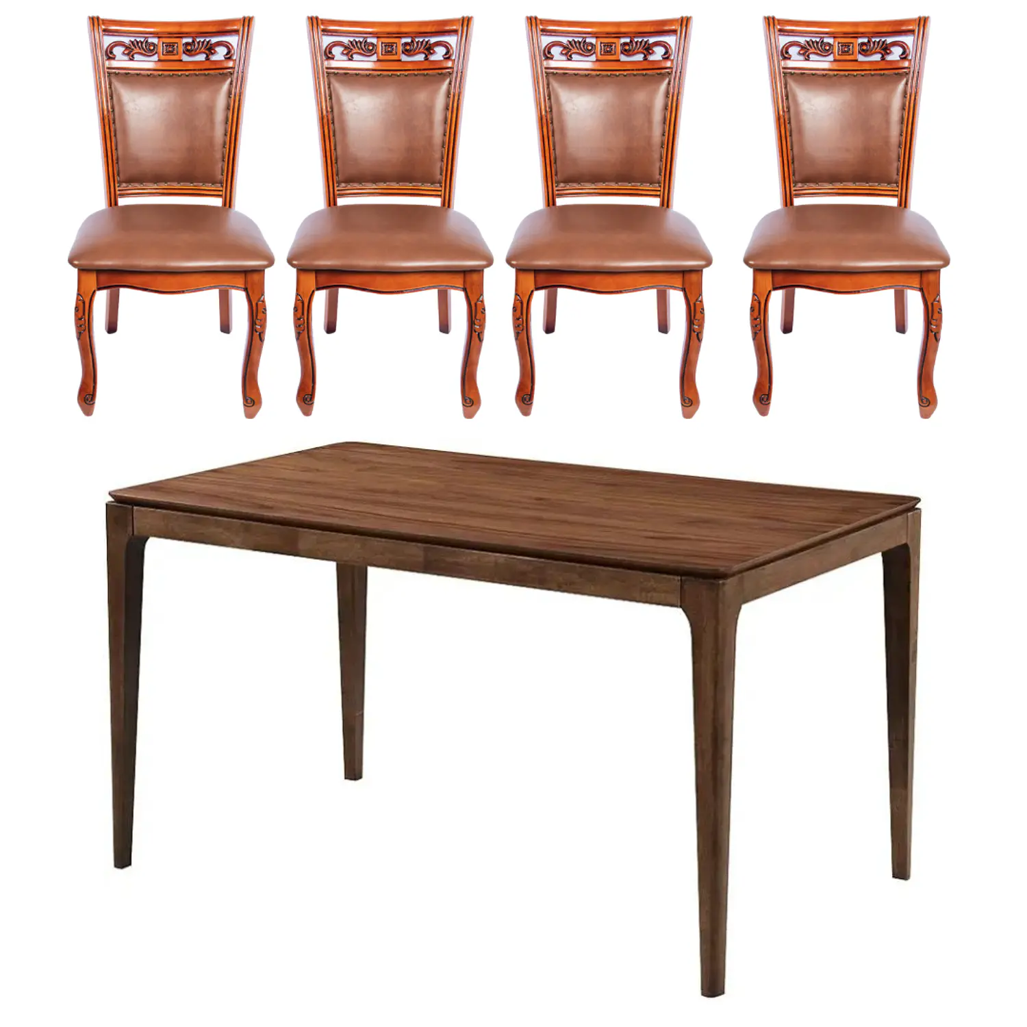 Juego de Comedor con Mesa Rectangular y 4 Sillas Color Caoba 2