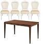 Juego de Comedor con Mesa Rectangular de Madera y 4 Sillas Tallada Blanca  - Miniatura 4