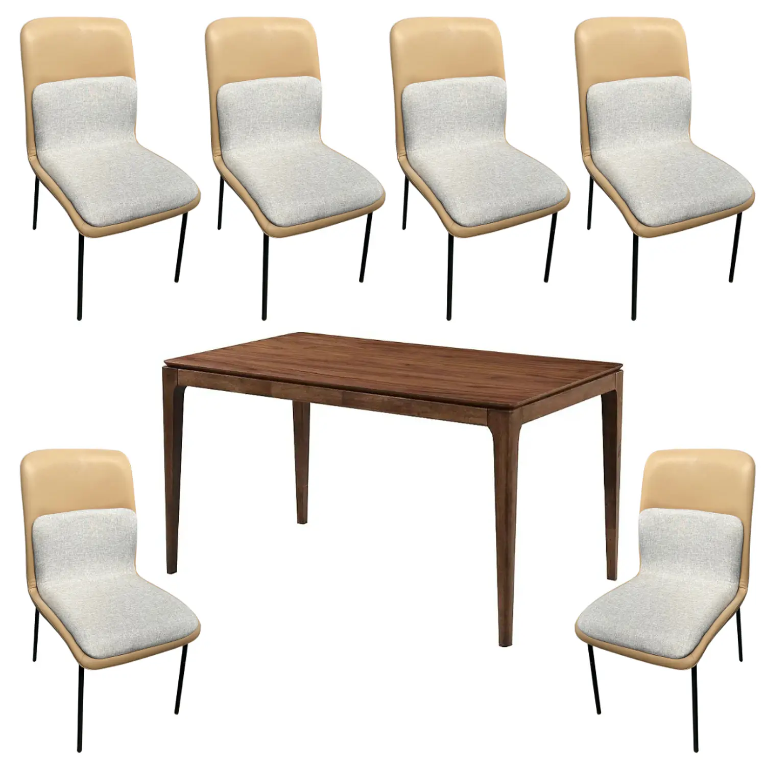 Comedor Clásico Moderno con Mesa Rectangular de Madera con 4 o 6 Sillas Tapizadas 2