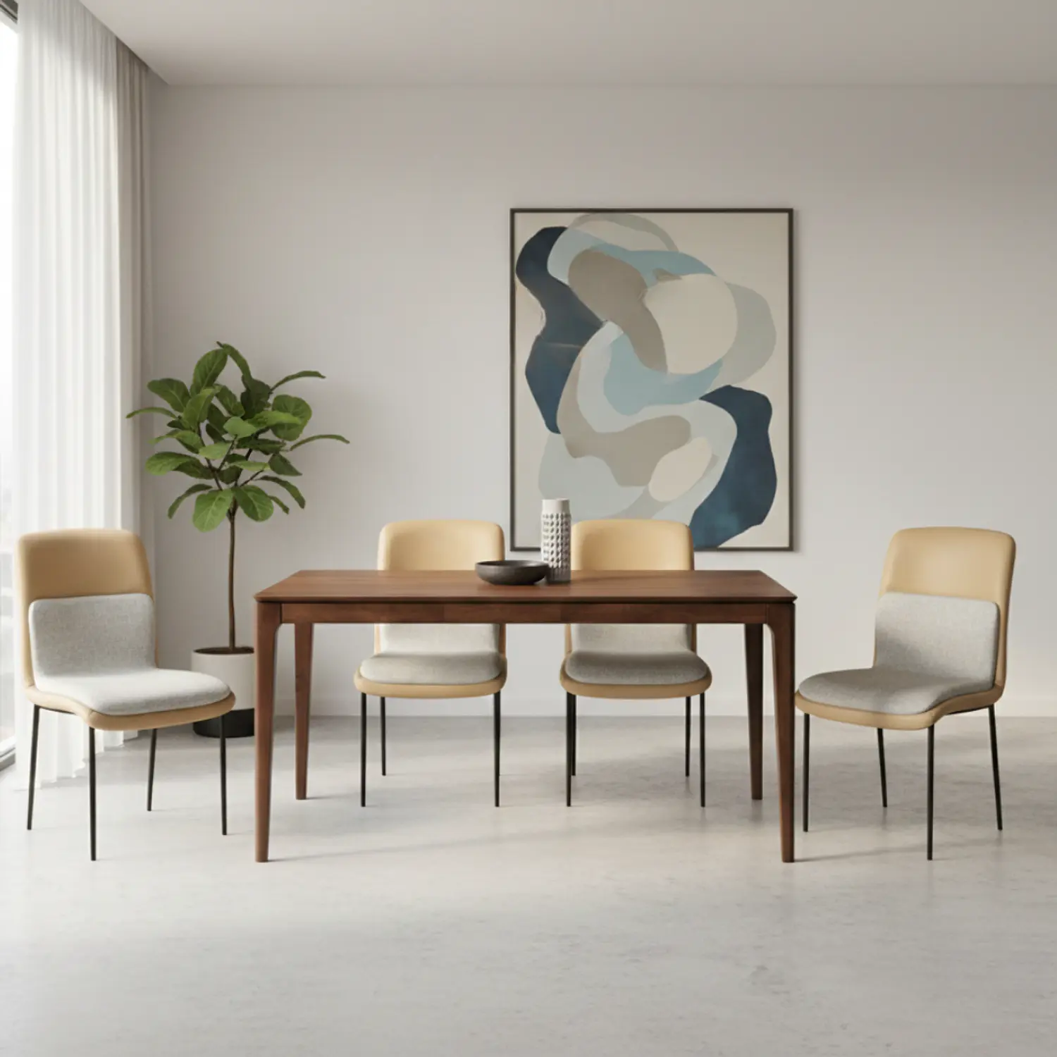 Comedor Clásico Moderno con Mesa Rectangular de Madera con 4 o 6 Sillas Tapizadas 3