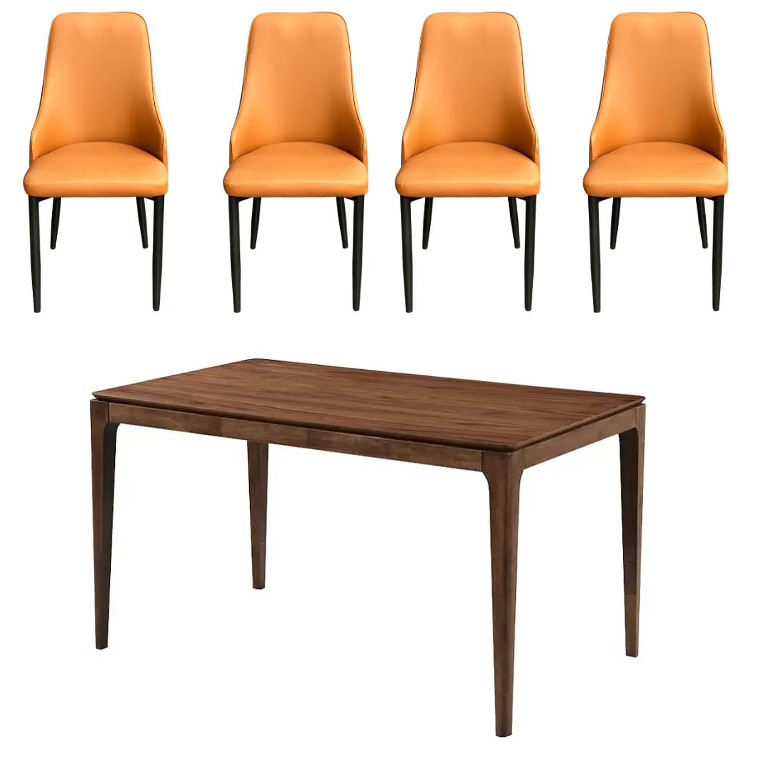 Comedor Moderno con Mesa Rectangular de Madera y 4 o 6 Sillas Tapizadas 4