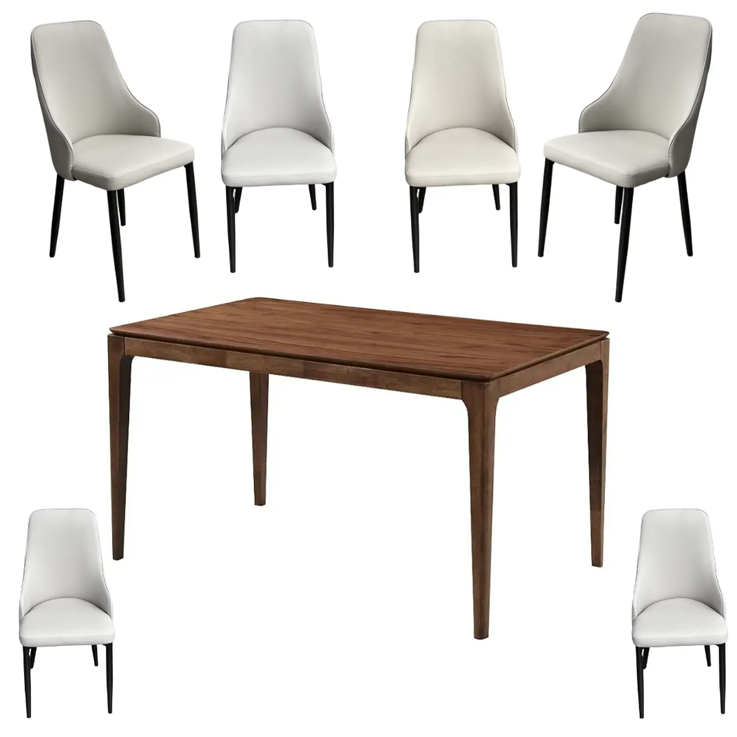 Juego de Comedor Moderno de Madera con 4 y 6 Sillas Tapizada  2