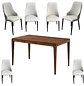 Juego de Comedor Moderno de Madera con 4 y 6 Sillas Tapizada  - Miniatura 2