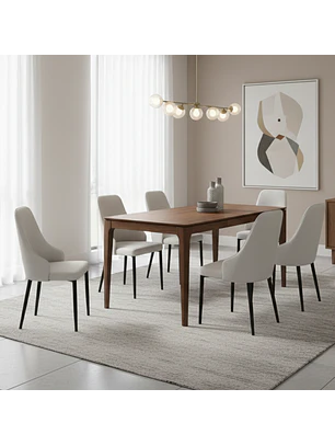 Juego de Comedor Moderno de Madera con 4 y 6 Sillas Tapizada 