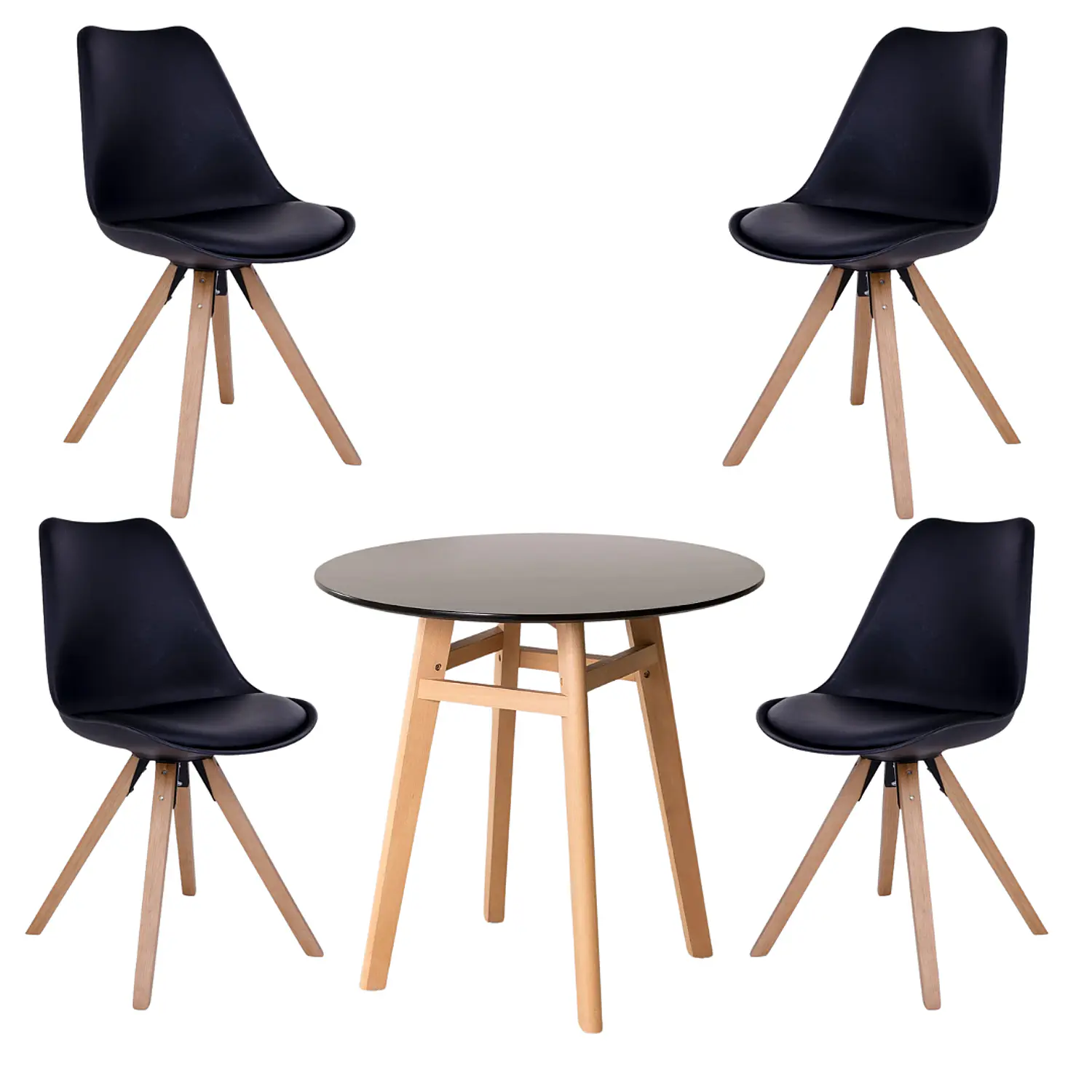 Comedor Redondo MDF Moderno con 4 Sillas Tulip  2