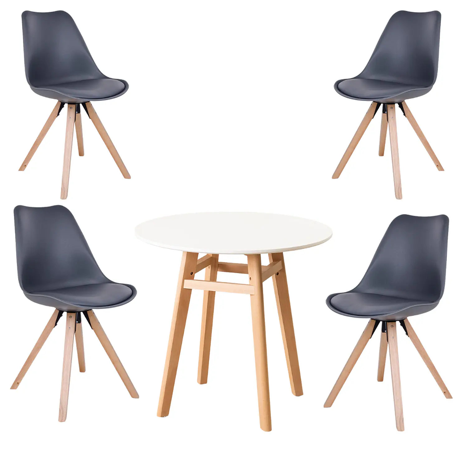 Comedor Redondo MDF Moderno con 4 Sillas Tulip  6