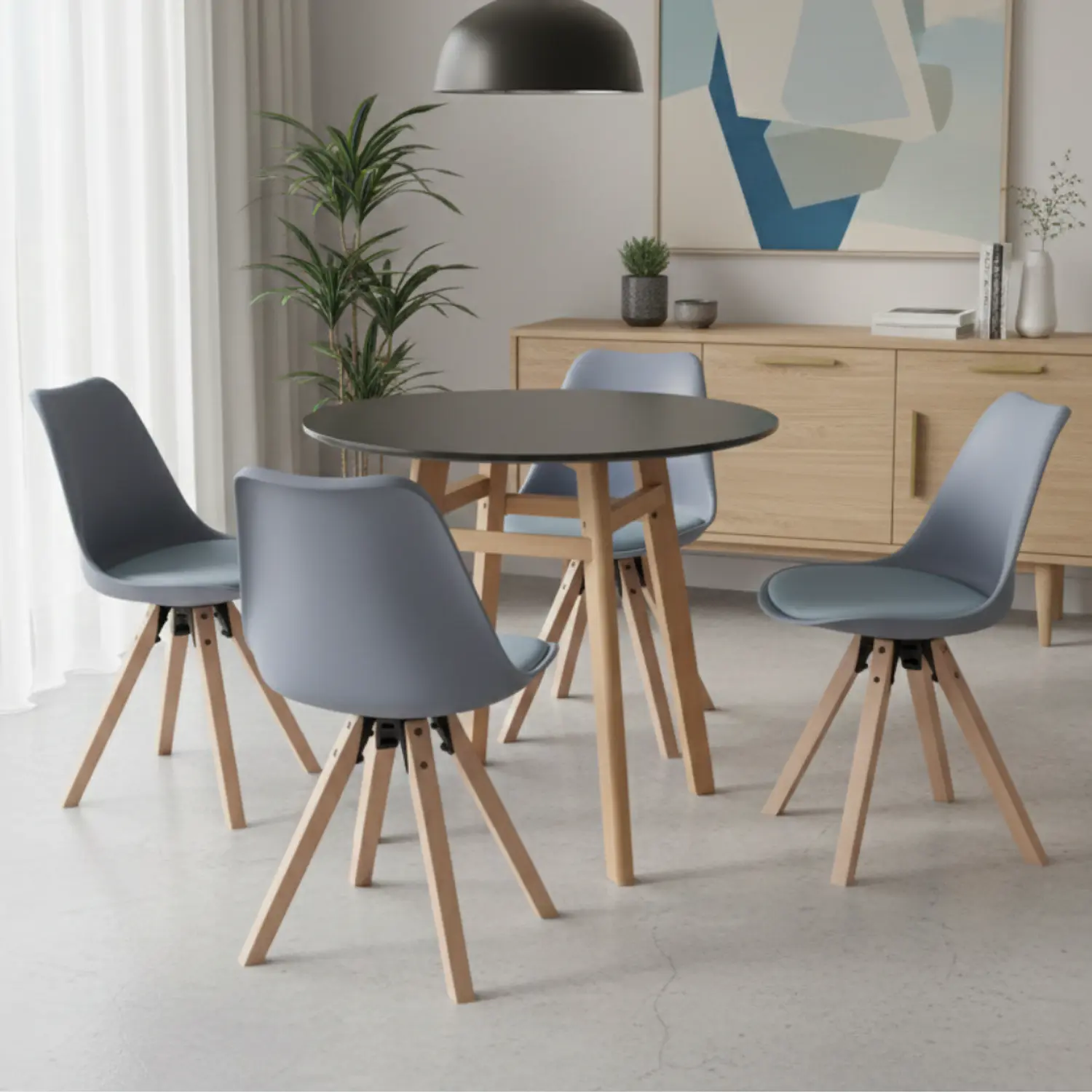 Comedor Redondo MDF Moderno con 4 Sillas Tulip  3