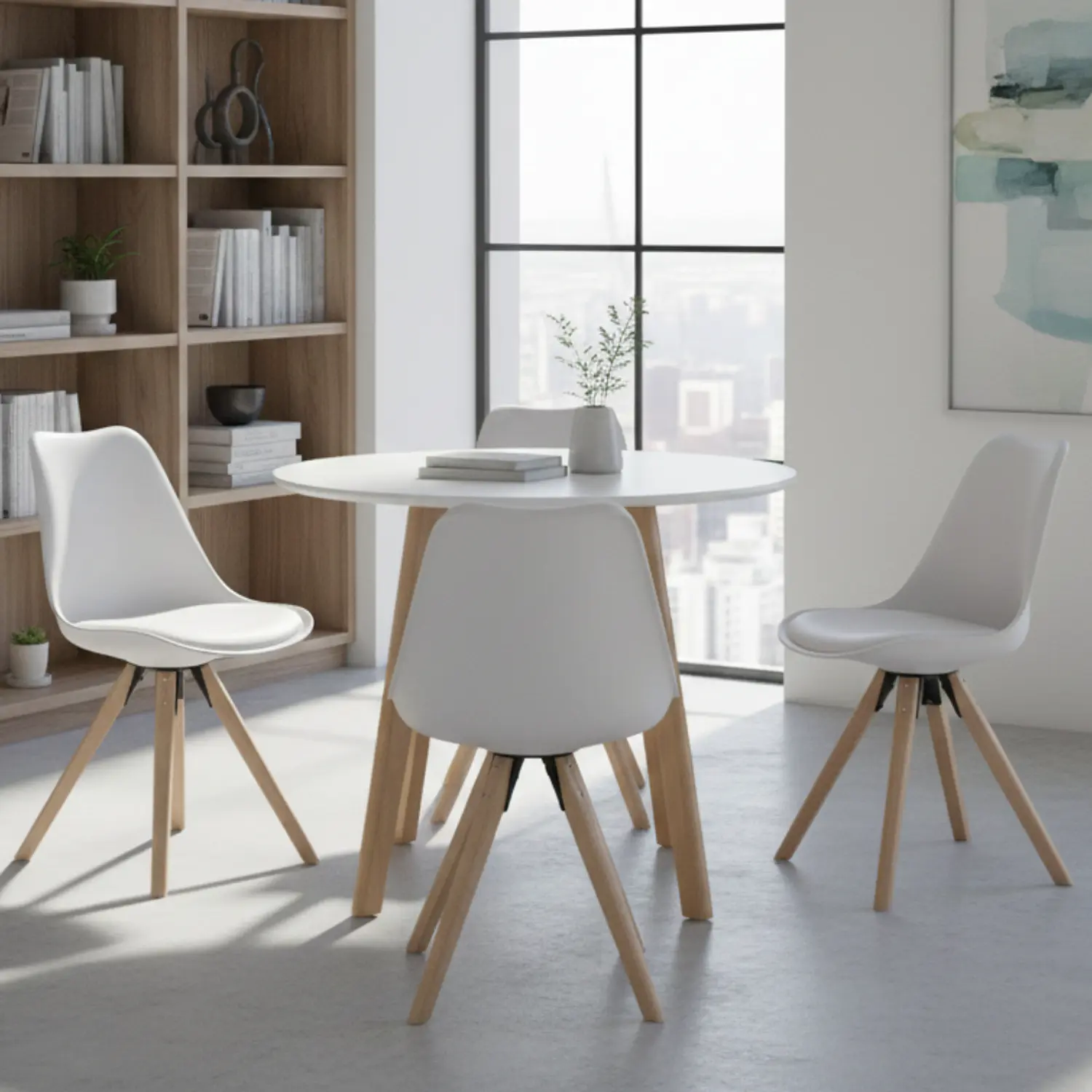 Comedor Redondo MDF Moderno con 4 Sillas Tulip  7