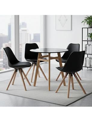 Comedor Redondo MDF Moderno con 4 Sillas Tulip 