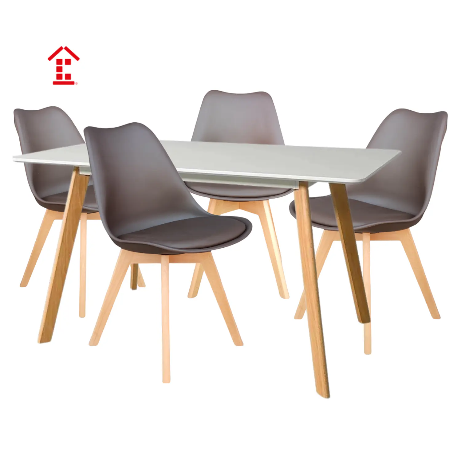 Comedor Rectangular Moderno Tapa Blanca mas 4 Sillas Tulip Nórdicas 8