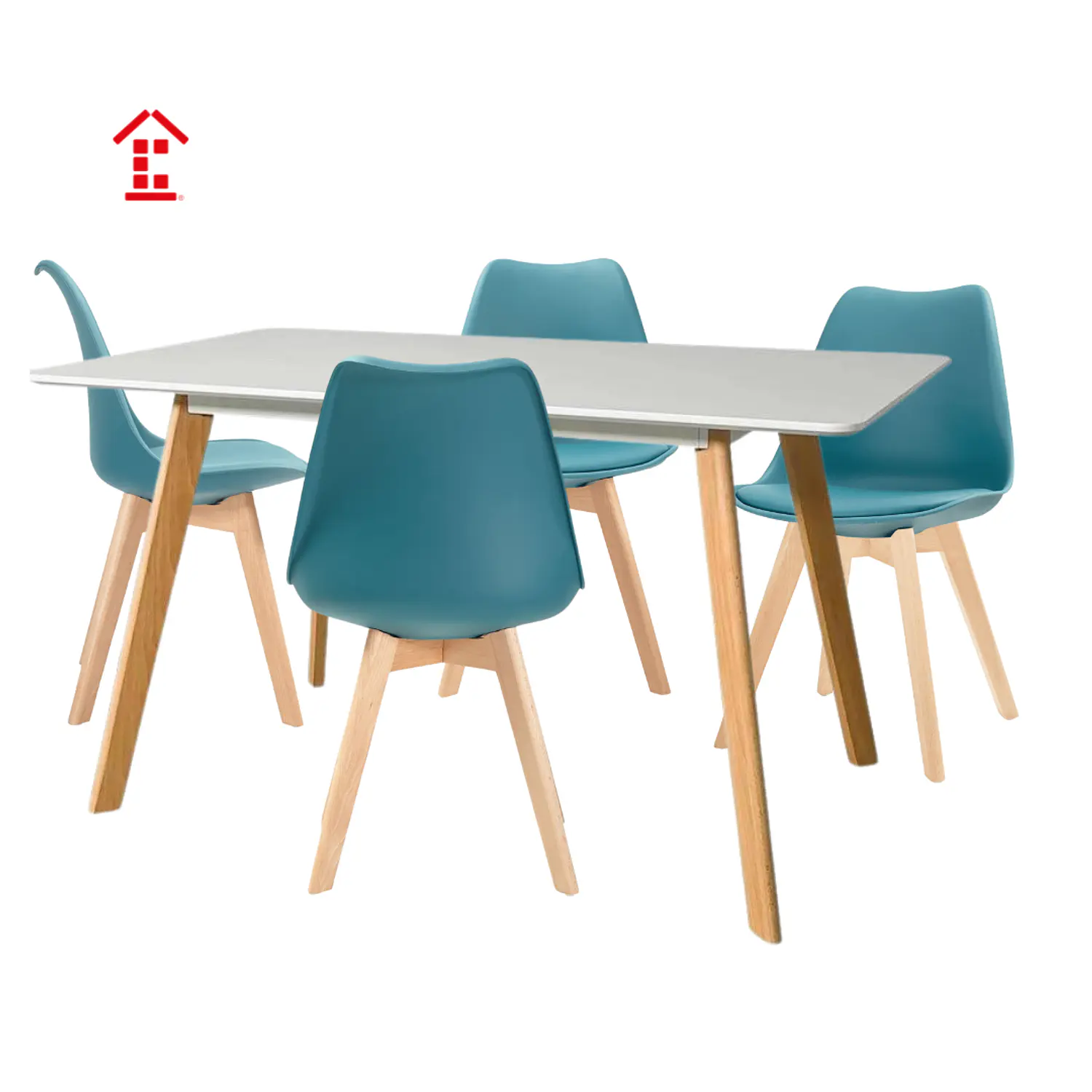 Comedor Rectangular Moderno Tapa Blanca mas 4 Sillas Tulip Nórdicas 14