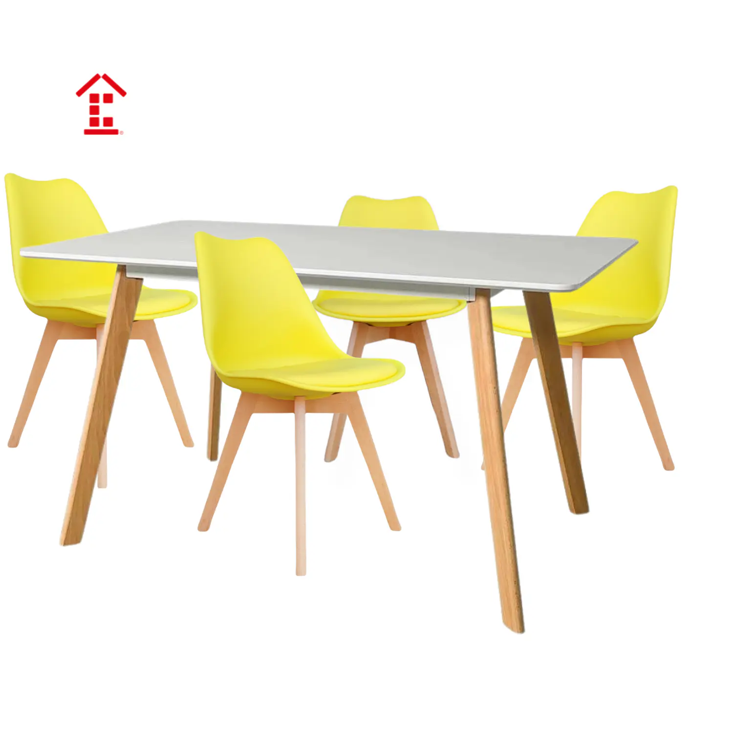 Comedor Rectangular Moderno Tapa Blanca mas 4 Sillas Tulip Nórdicas 2