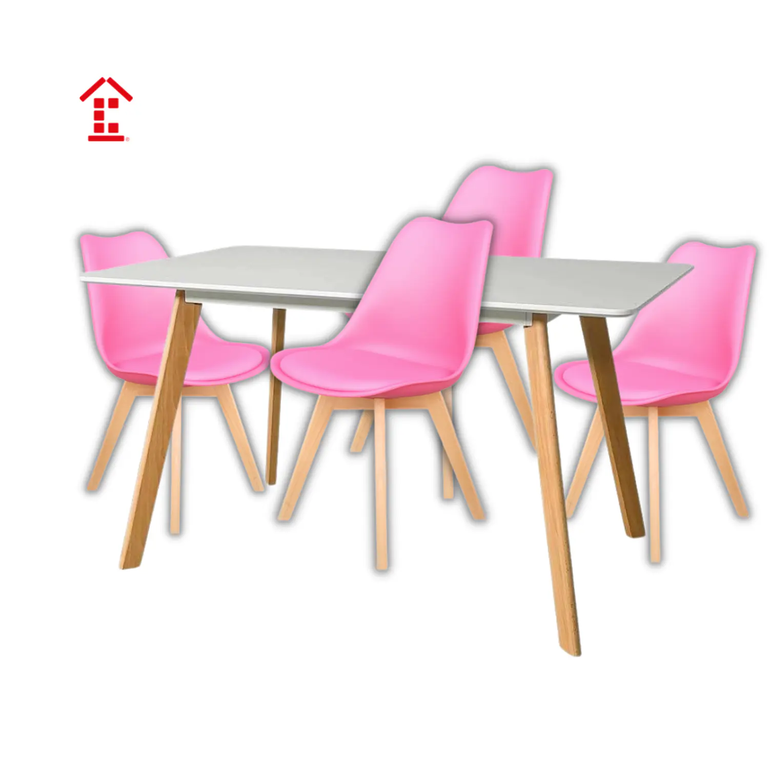 Comedor Rectangular Moderno Tapa Blanca mas 4 Sillas Tulip Nórdicas 4