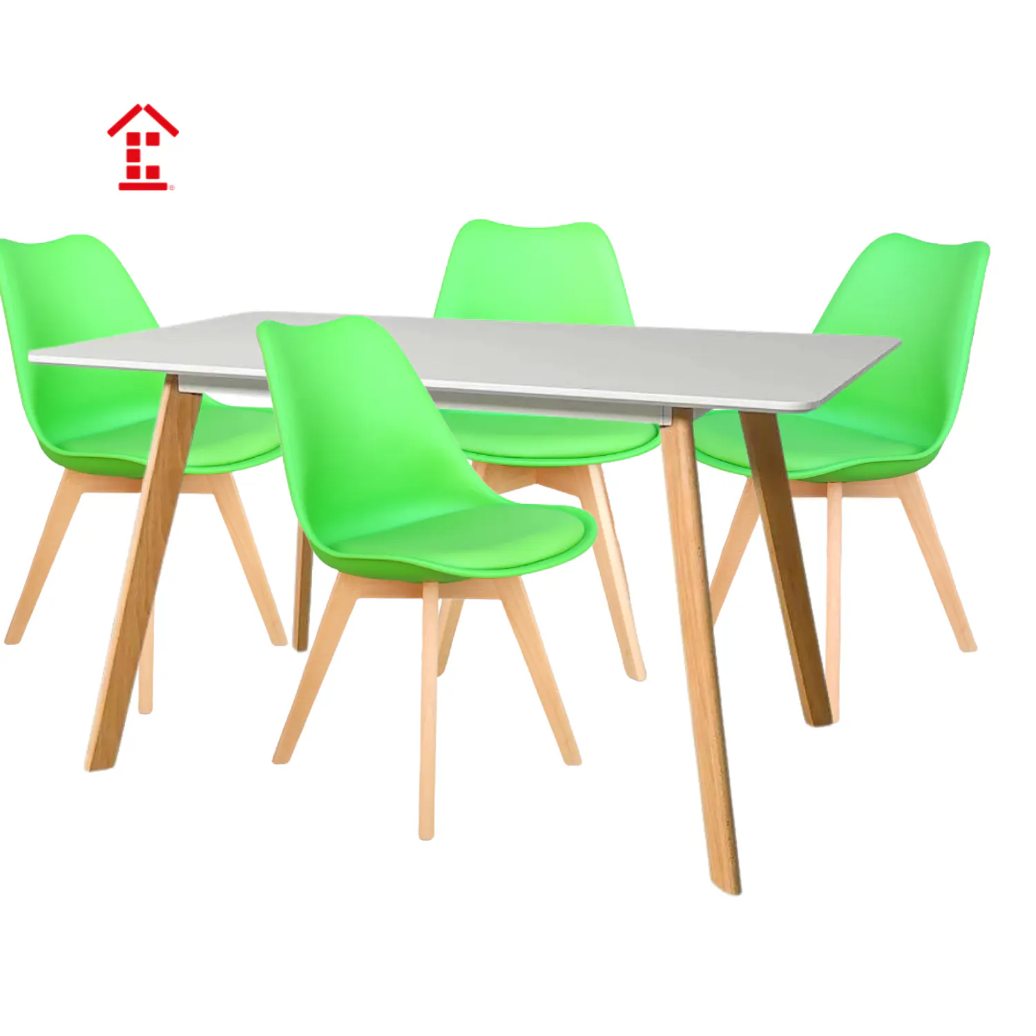 Comedor Rectangular Moderno Tapa Blanca mas 4 Sillas Tulip Nórdicas 12