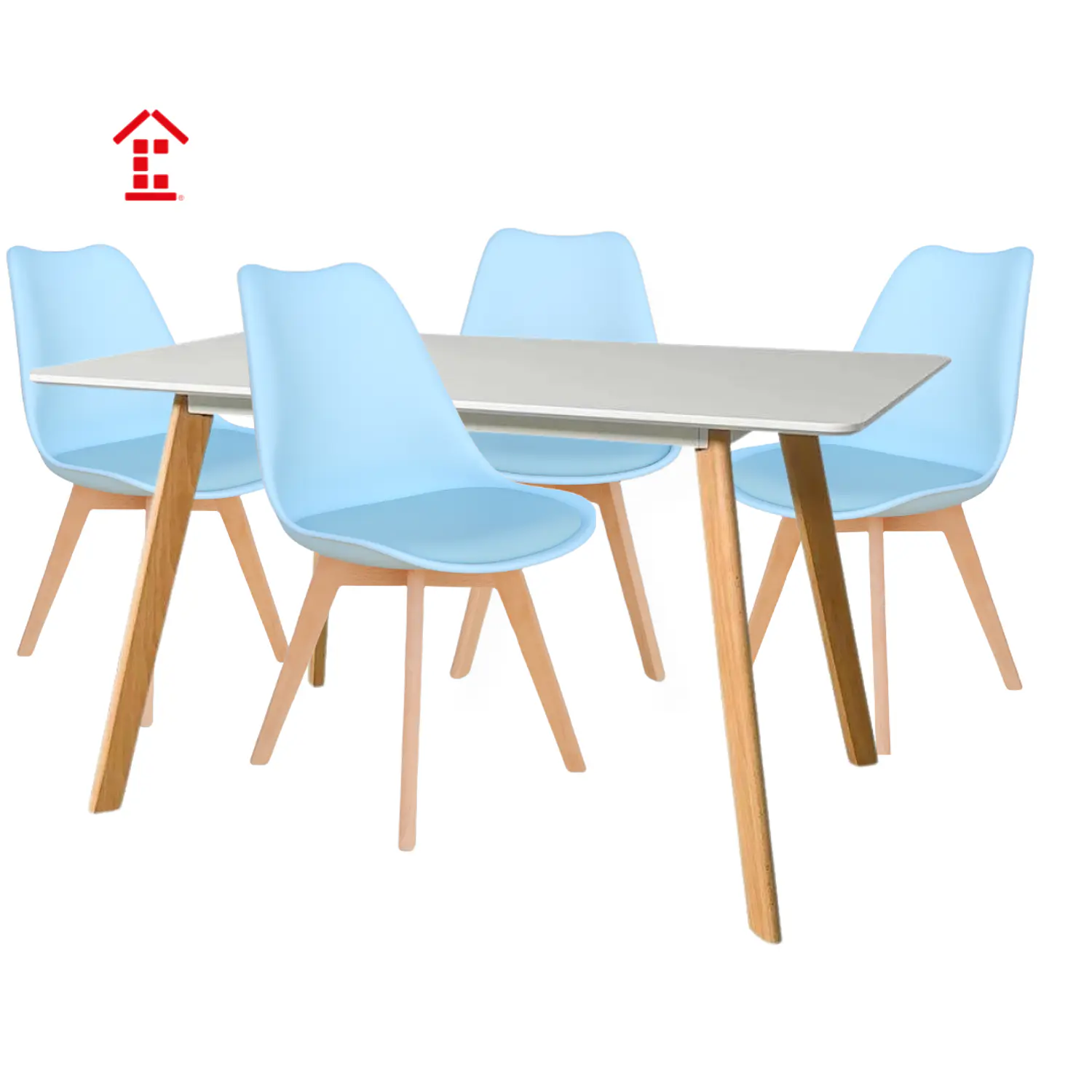 Comedor Rectangular Moderno Tapa Blanca mas 4 Sillas Tulip Nórdicas 6