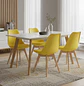 Comedor Rectangular Moderno Tapa Blanca mas 4 Sillas Tulip Nórdicas - Miniatura 1