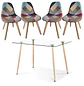 Comedor Moderno Vidrio con 4 Sillas Patchwork Davinci - Miniatura 2