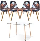Comedor Moderno Vidrio con 4 Sillas Patchwork Davinci - Miniatura 4