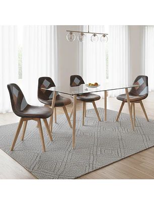 Comedor Moderno Vidrio con 4 Sillas Patchwork Davinci